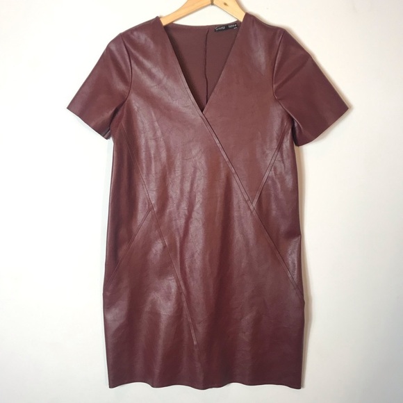 ZARA Vegan Leather Shift Dress - Picture 4 of 8